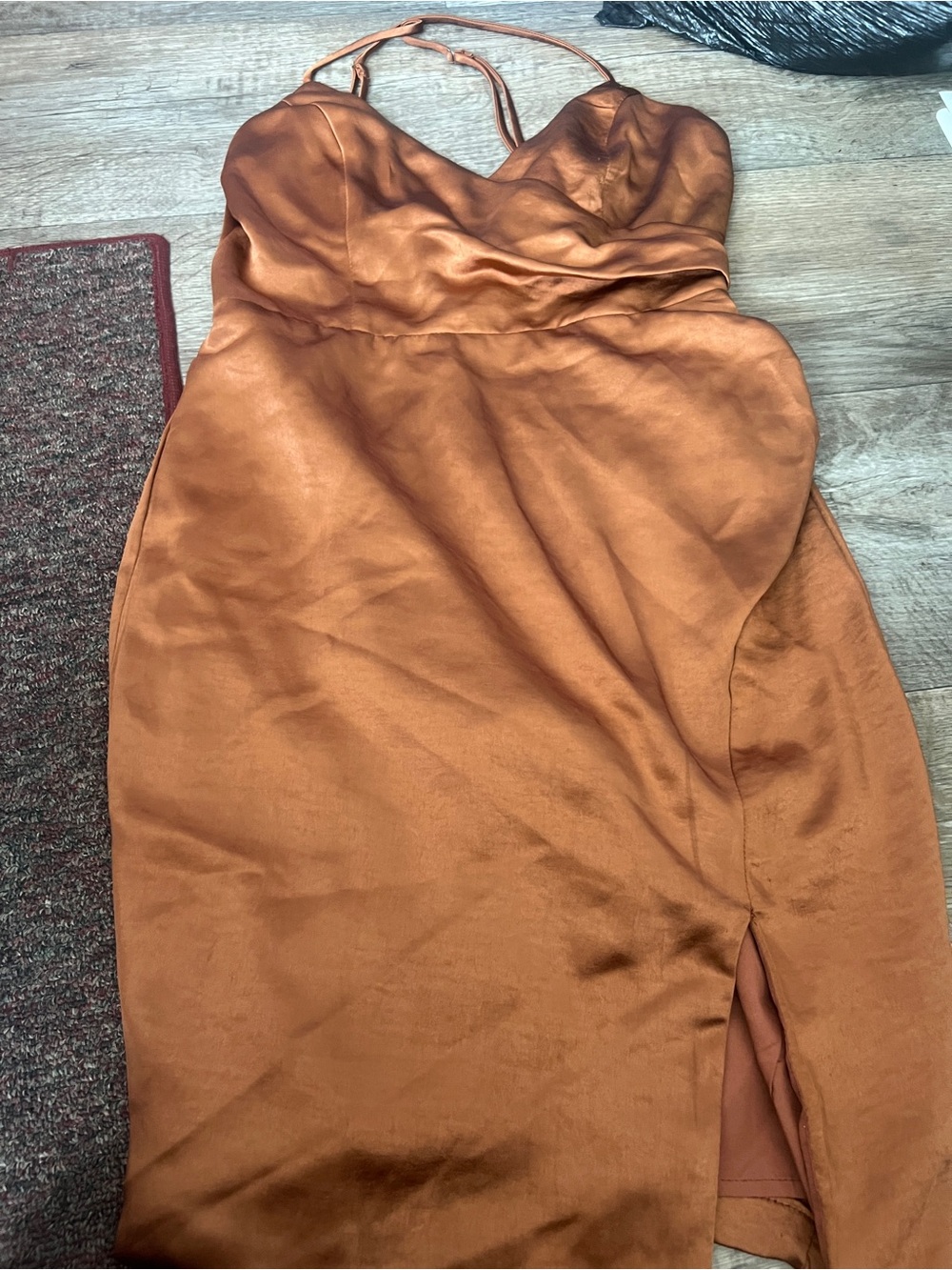 Lulus Rust Satin Slip Dress
